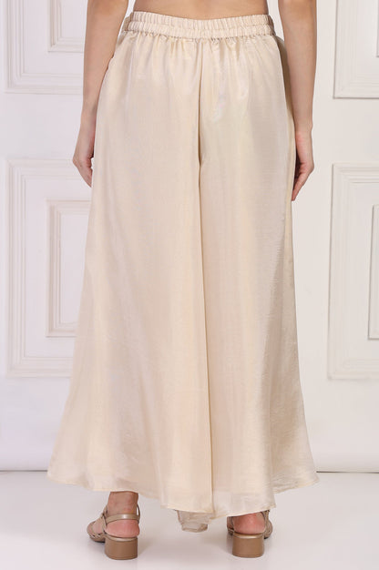 W for Woman Cream Textured Flared Tissue Pant