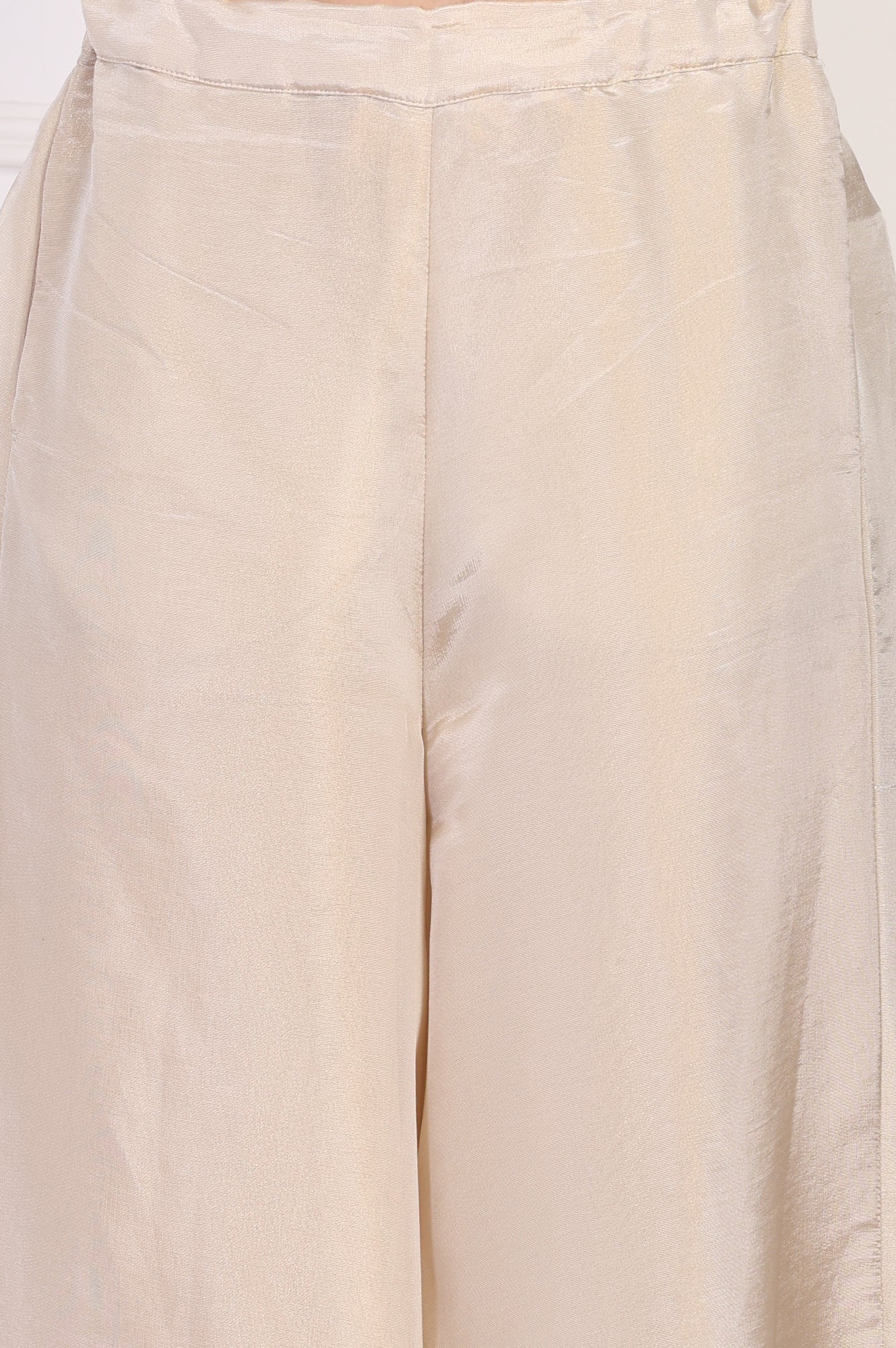 W for Woman Cream Textured Flared Tissue Pant