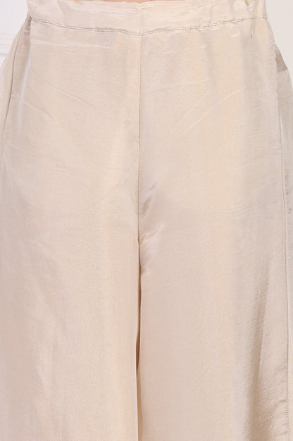 W for Woman Cream Textured Flared Tissue Pant