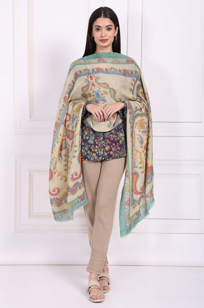 W for Woman Beige Paisley Wool Stole
