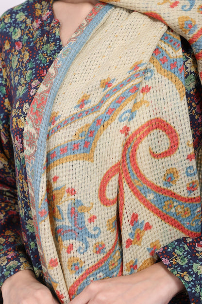 W for Woman Beige Paisley Wool Stole