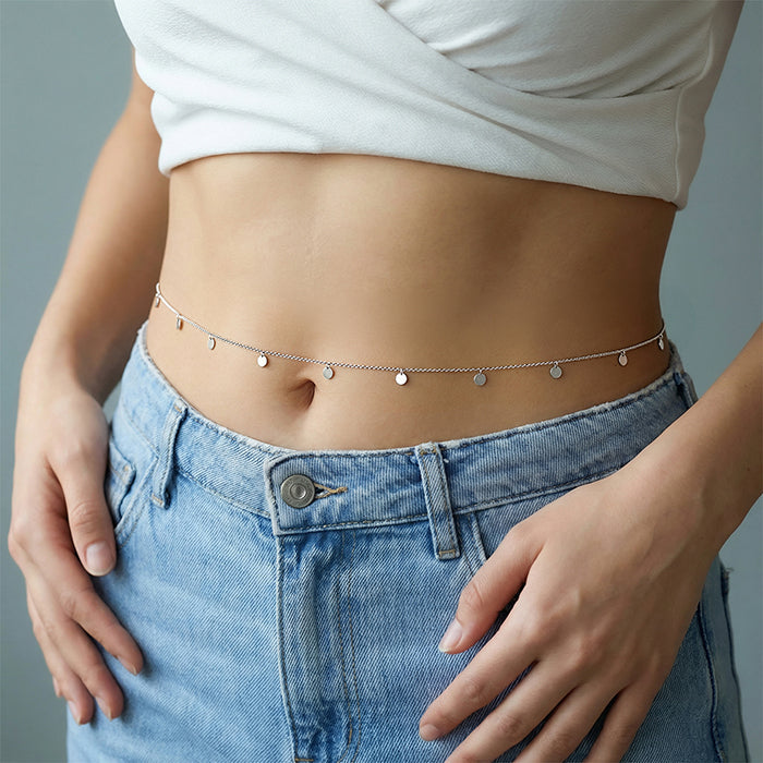 Silver Disc Charm Waist Chain