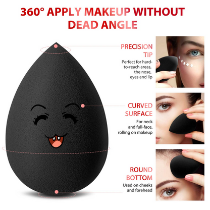 Bronson Professional Black Tear Drop Super Soft Microfiber Beauty Blender Sponge, Applicator, Puffs