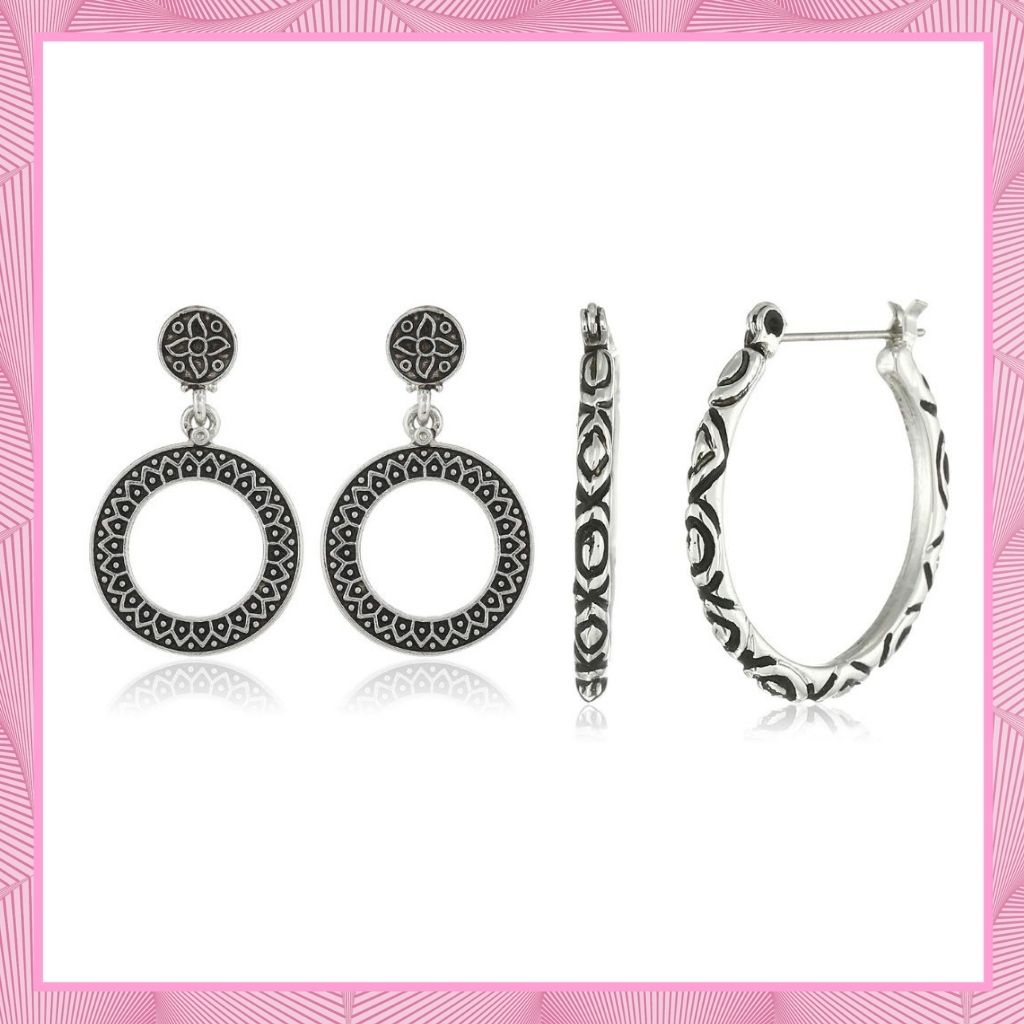 Estele Valentines Day Gift Oxidised Combo Earrings For Girls & Women