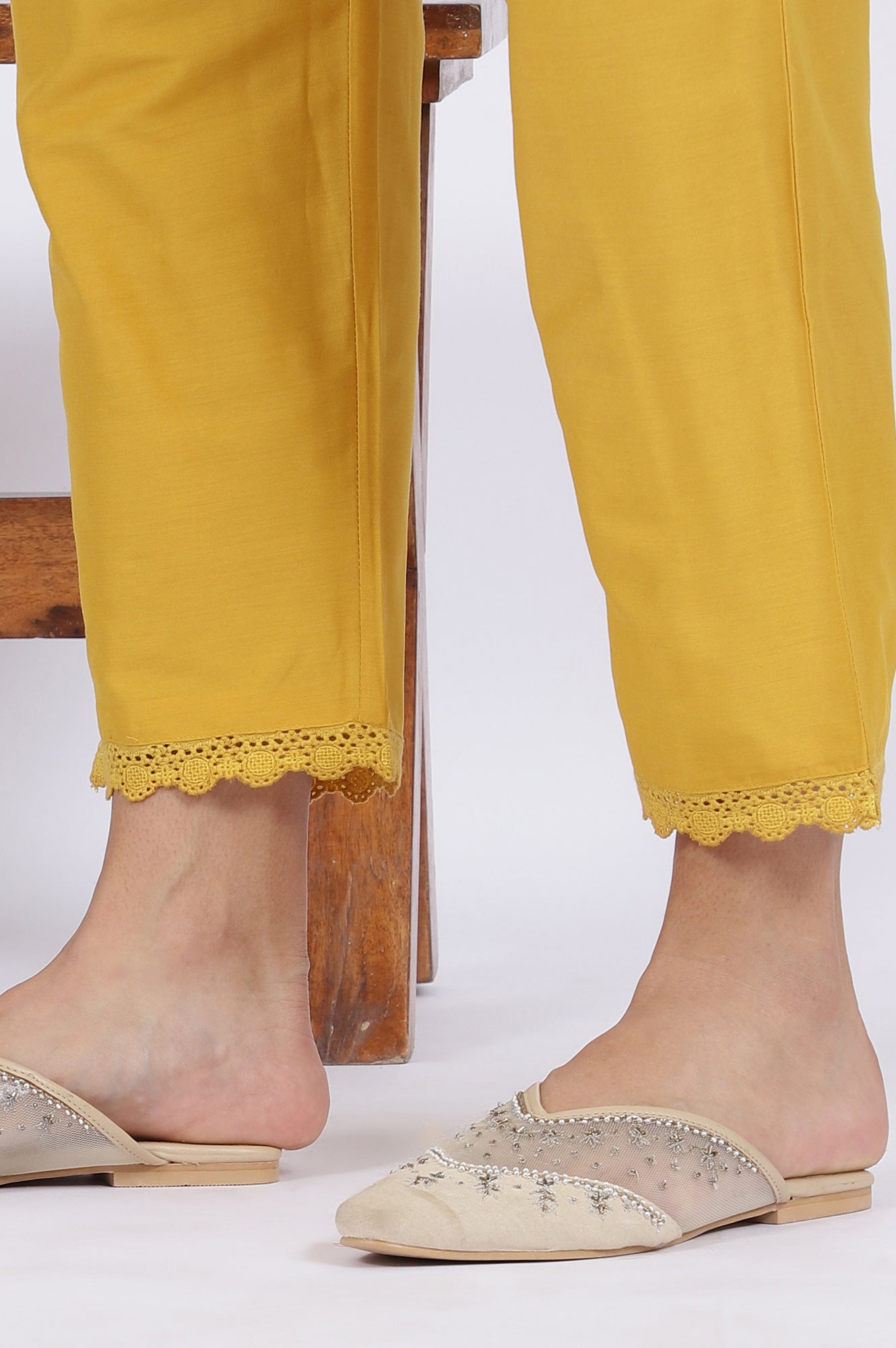 W for Woman Yellow Floral Printed Chanderi Anarkali Kurta and Pants Set with Dupatta
