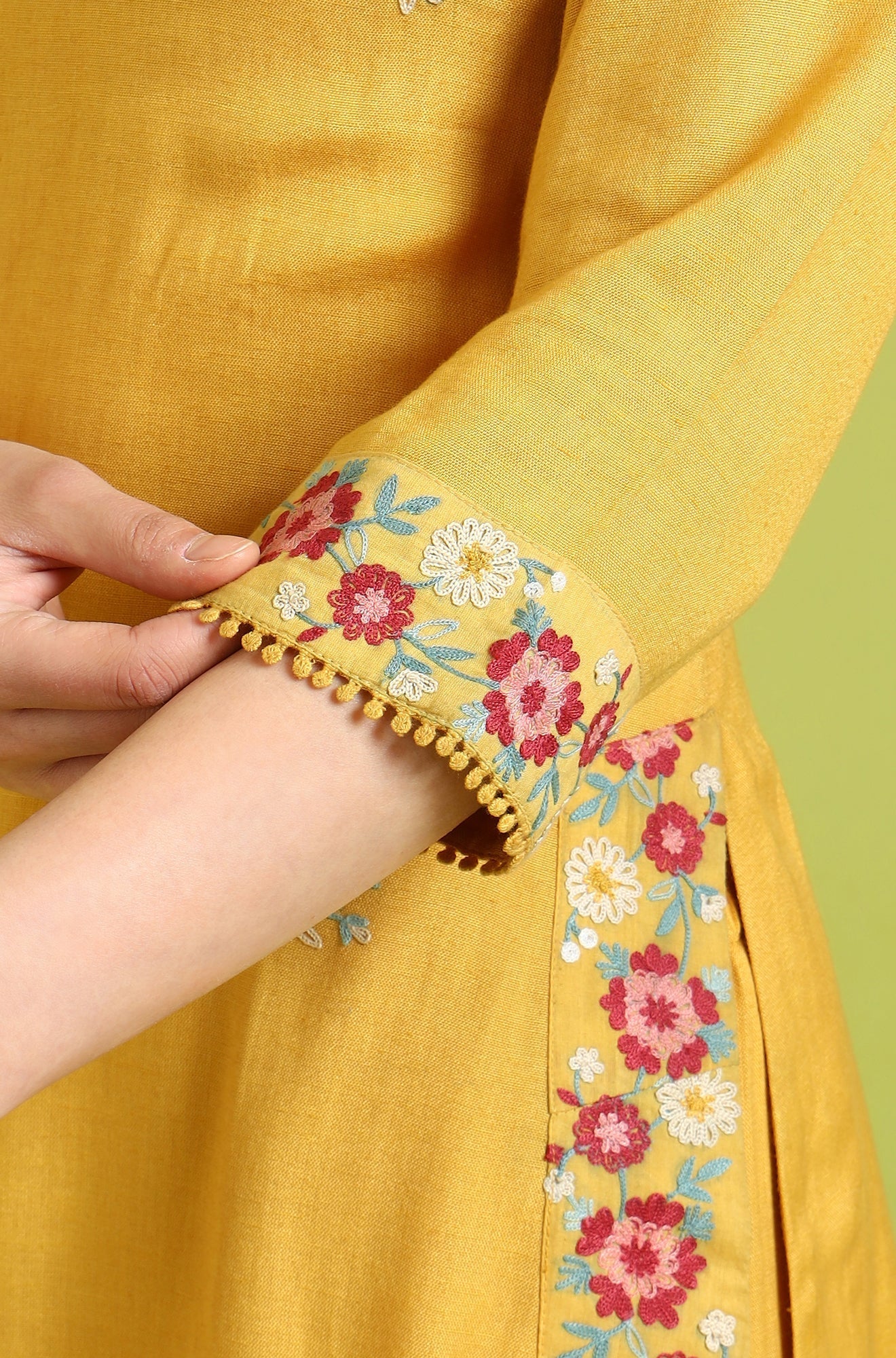 W for Woman Solid A-line Rayon Kurta & Straight Pant with Dupatta Set