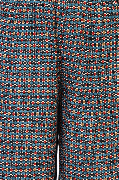 W for Woman Multicolor Geometric printed Flared Cotton Kurta with Parallel Pant Set