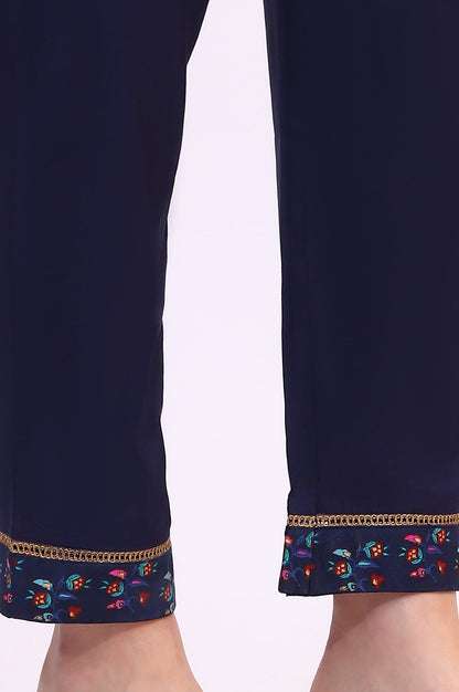 W for Woman Deep Blue Floral Foil Printed Sleeveless Rayon Anarkali Kurta, Straight Pants and Dupatta Set