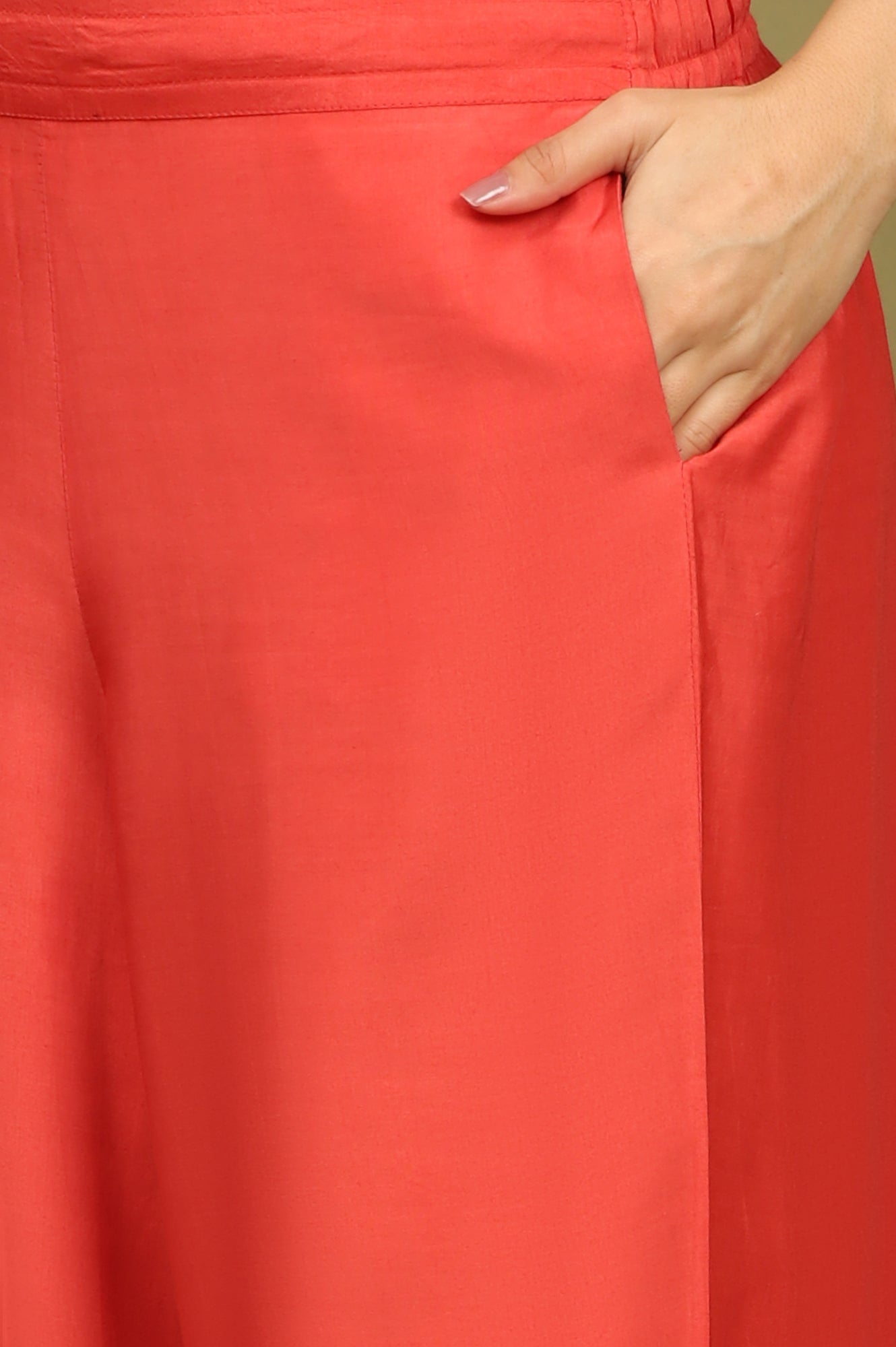 W for Woman Crimson Red Bold Floral Printed Organza Sleeveless Flared Kurta, Pants and Dupatta Set