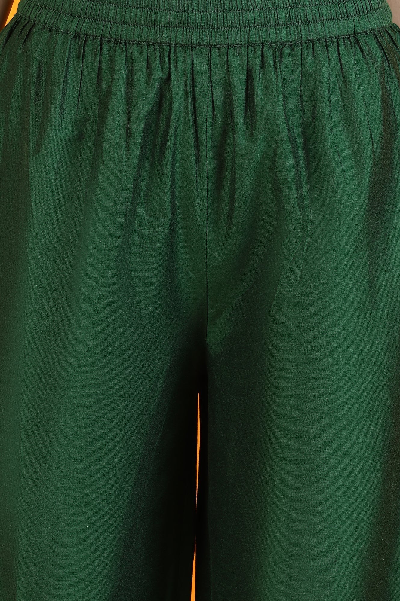 W for Woman Emerald Green Embroidered Panelled Kurta, Flared Pants and Dupatta Set