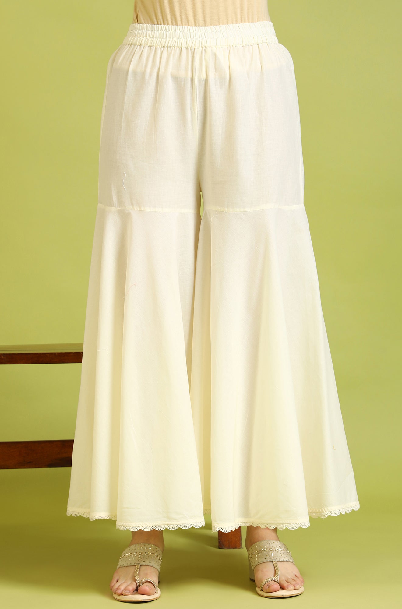 W for Woman White Embroidered Pure Cotton Straight Spaghetti Kurta and Sharara Set with Dupatta
