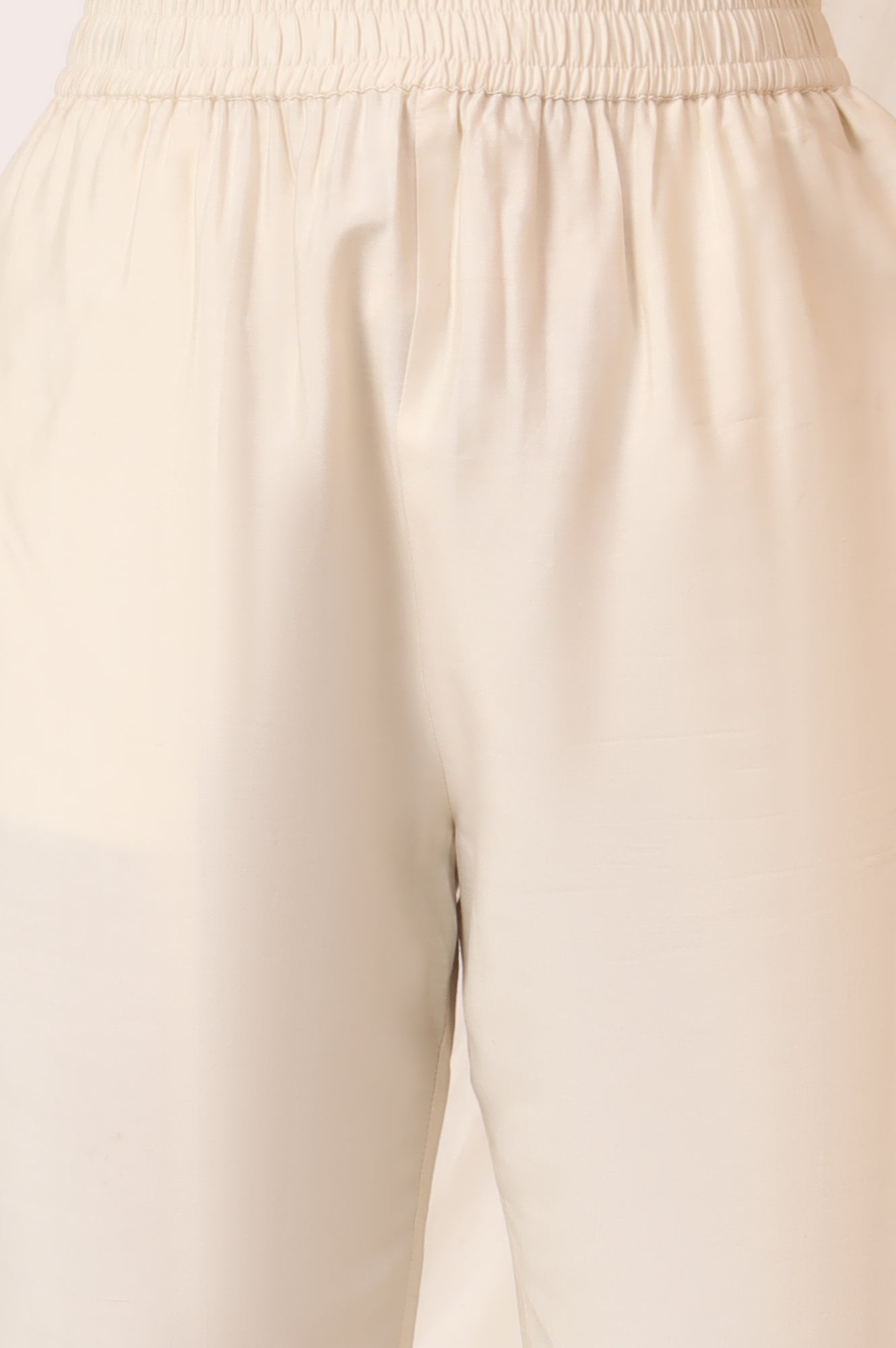 W for Woman White Embroidered Chanderi A-line Kurta, Pants and Dupatta Set