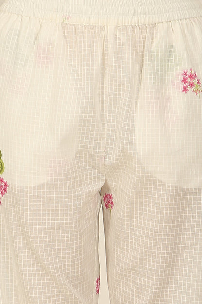 W for Woman Pink Floral Printed Rayon Straight Kurta and Pants Set