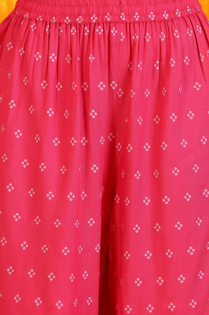 W for Woman Pink Embroidered Shantung Sleeveless Kurta, Cropped Pants and Dupatta Set