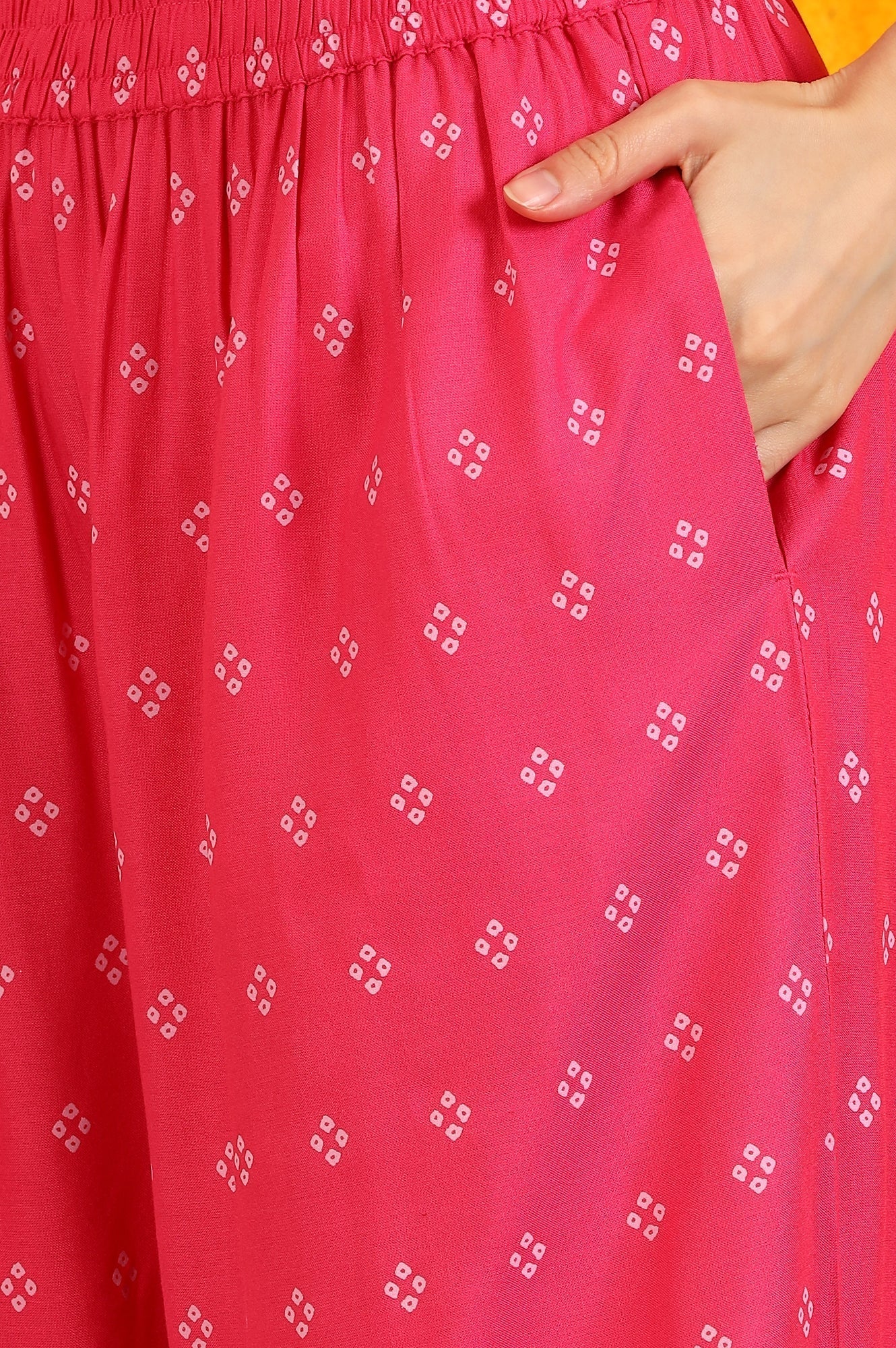 W for Woman Pink Embroidered Shantung Sleeveless Kurta, Cropped Pants and Dupatta Set