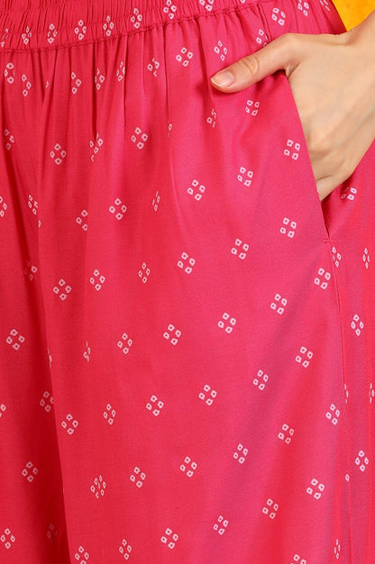 W for Woman Pink Embroidered Shantung Sleeveless Kurta, Cropped Pants and Dupatta Set