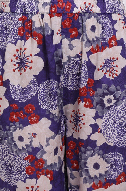 W for Woman Purple Floral Printed Modal Straight Kurta and Pants Co-ord Set
