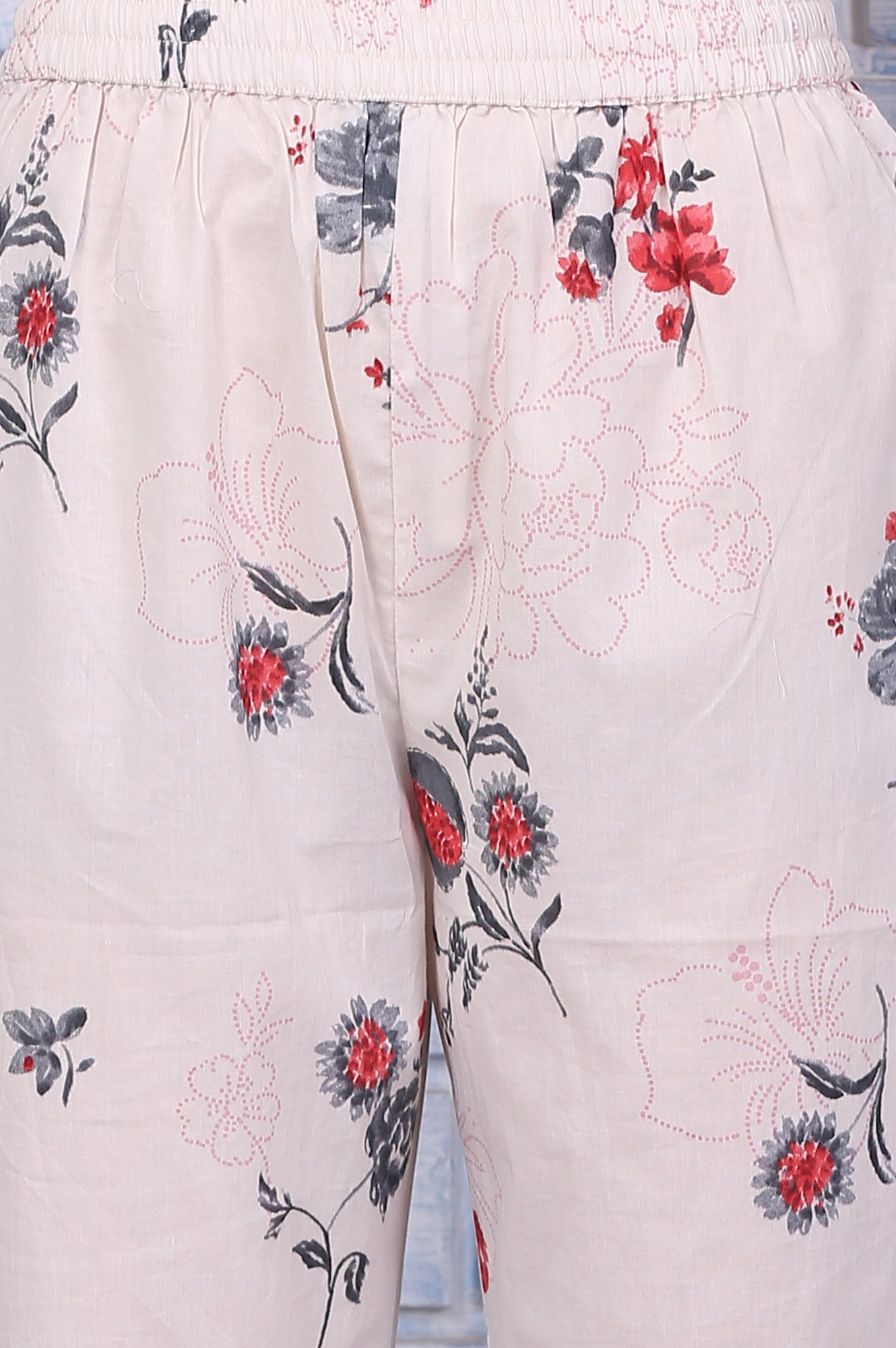 W for Woman Off-White Floral Printed Pure Cotton A-line Kurta and Pants Co-ord Set