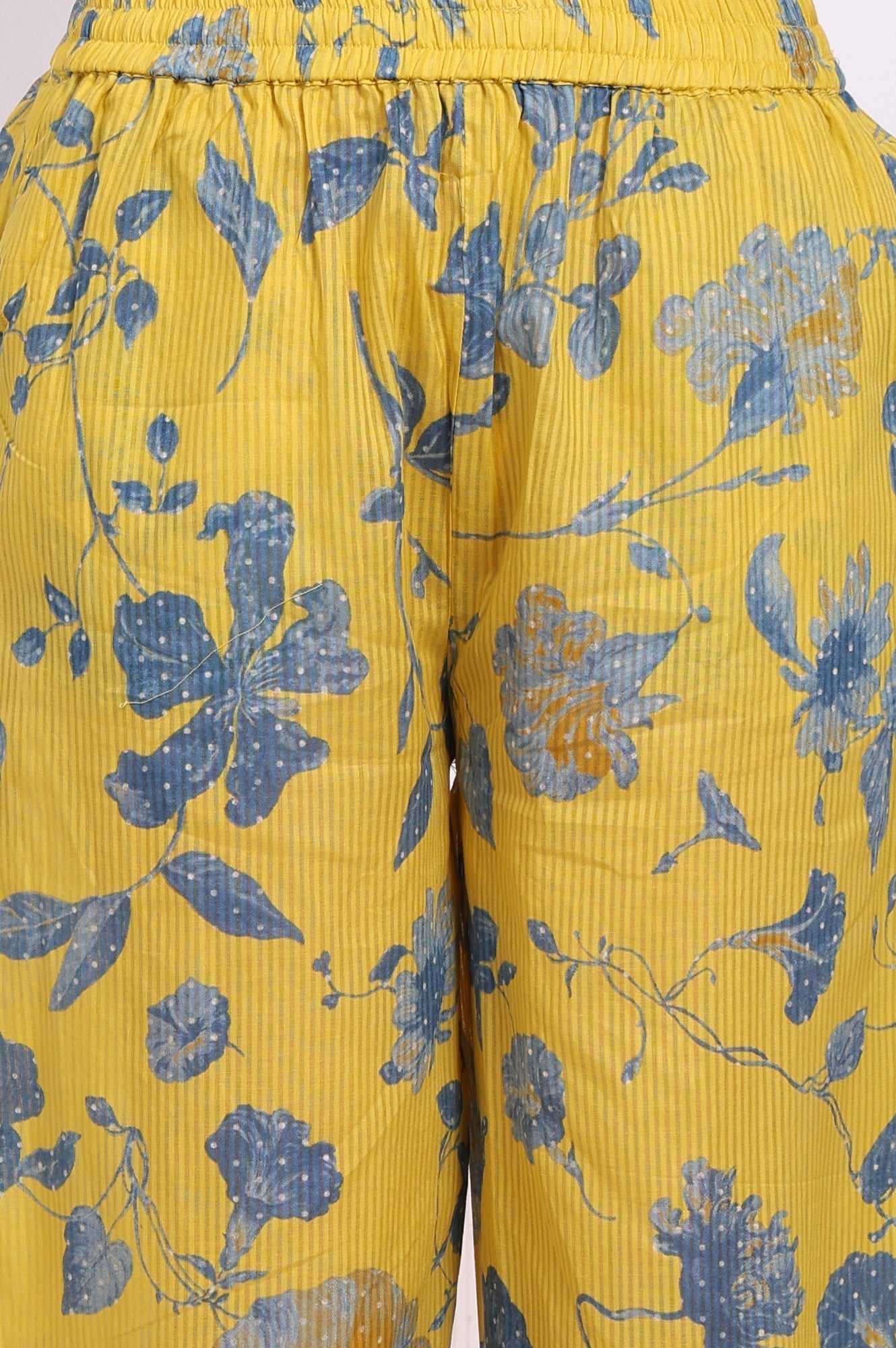 W for Woman Yellow Bold Floral Printed Pure Cotton Straight Kurta, Parallel Pants and Dupatta Set