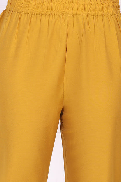 W for Woman Yellow Embroidered Flared Kurta