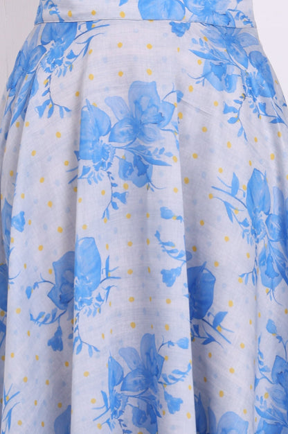 W for Woman Dusty Blue Spaghetti Crop Top, Embroidered Jacket and Skirt Set