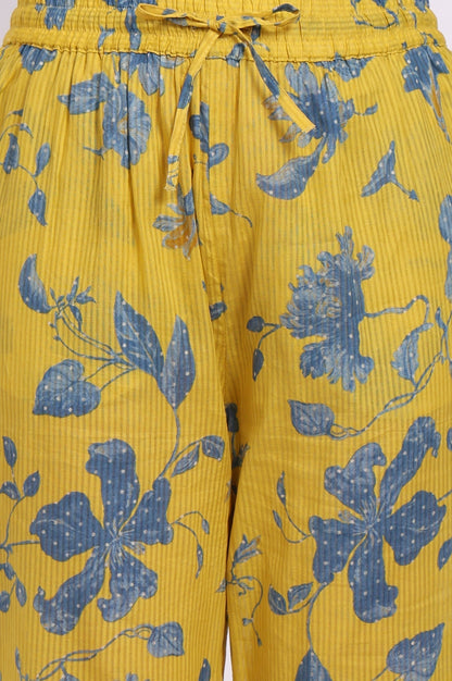 W for Woman Yellow Bold Floral Printed Pure Cotton Flared Kurta and Pants Co-ord Set