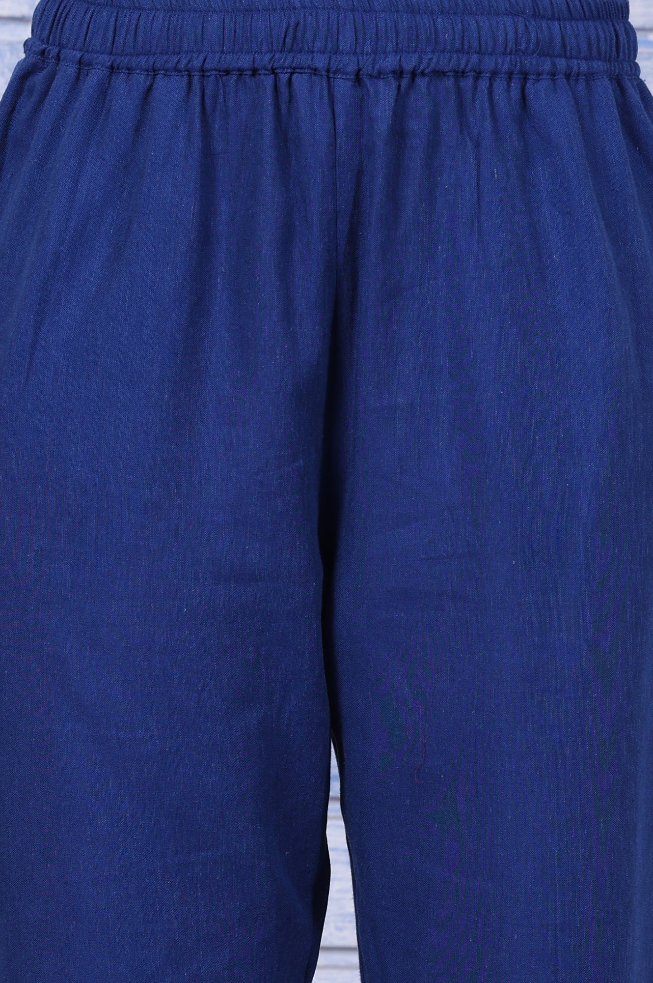 W for Woman Blue Floral Printed Beads Rayon Flax Straight Kurta And Straight Pant Set