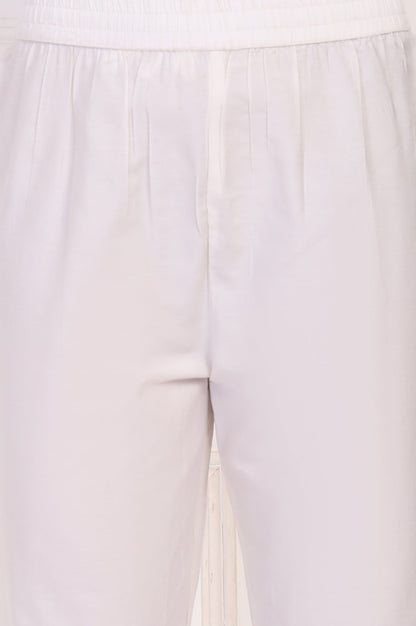 W for Woman Off-White Embroidered Straight Tissue Kurta with Straight Pant Set