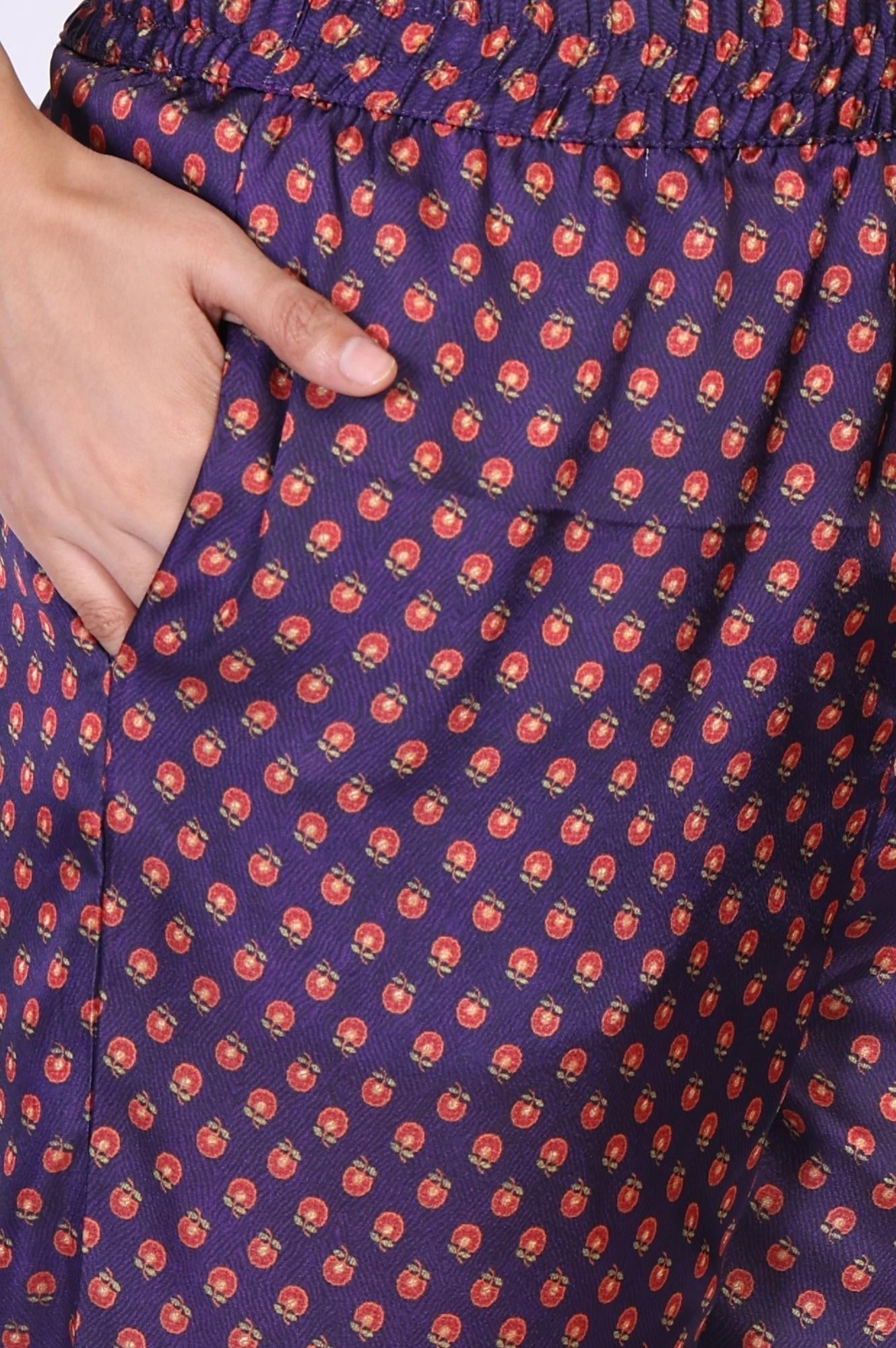 W for Woman Purple Floral Printed Embroidered Straight Satin Kurta with Straight Pant and Dupatta Set