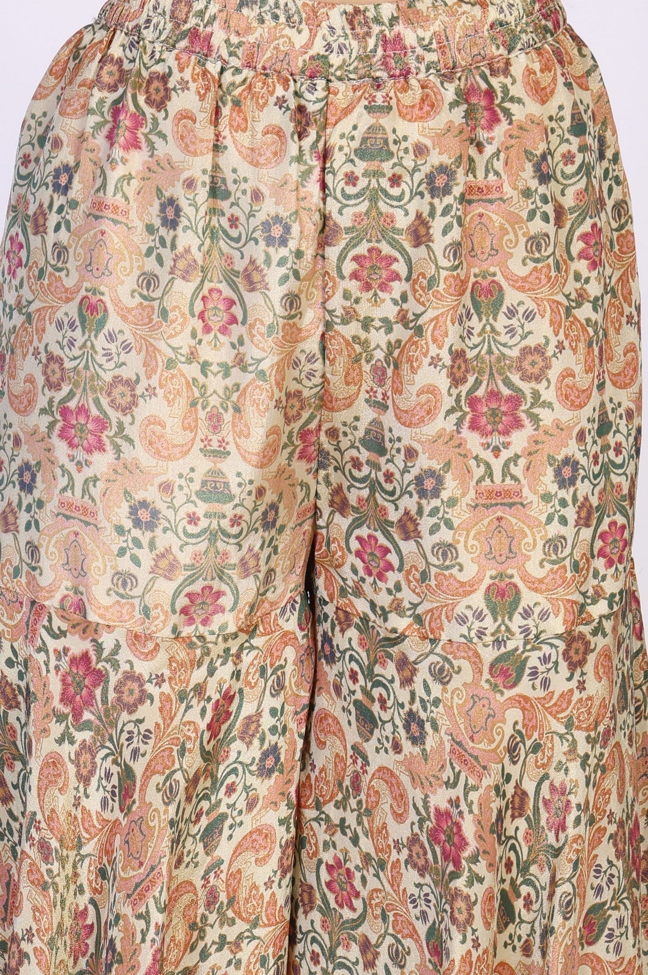 W for Woman White Floral Print Tape Flared Tissue Kurta with Sharara and Dupatta Set