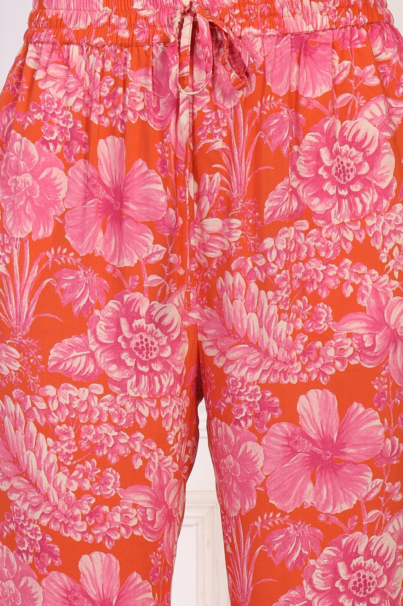 W for Woman Orange Floral Printed Kaftan Modal Kurta with Pant