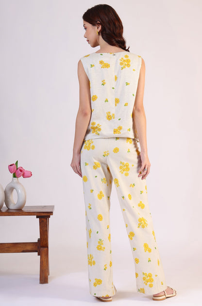 W for Woman Floral Printed Rayon Top & Parallel Pant Co-Ord Set
