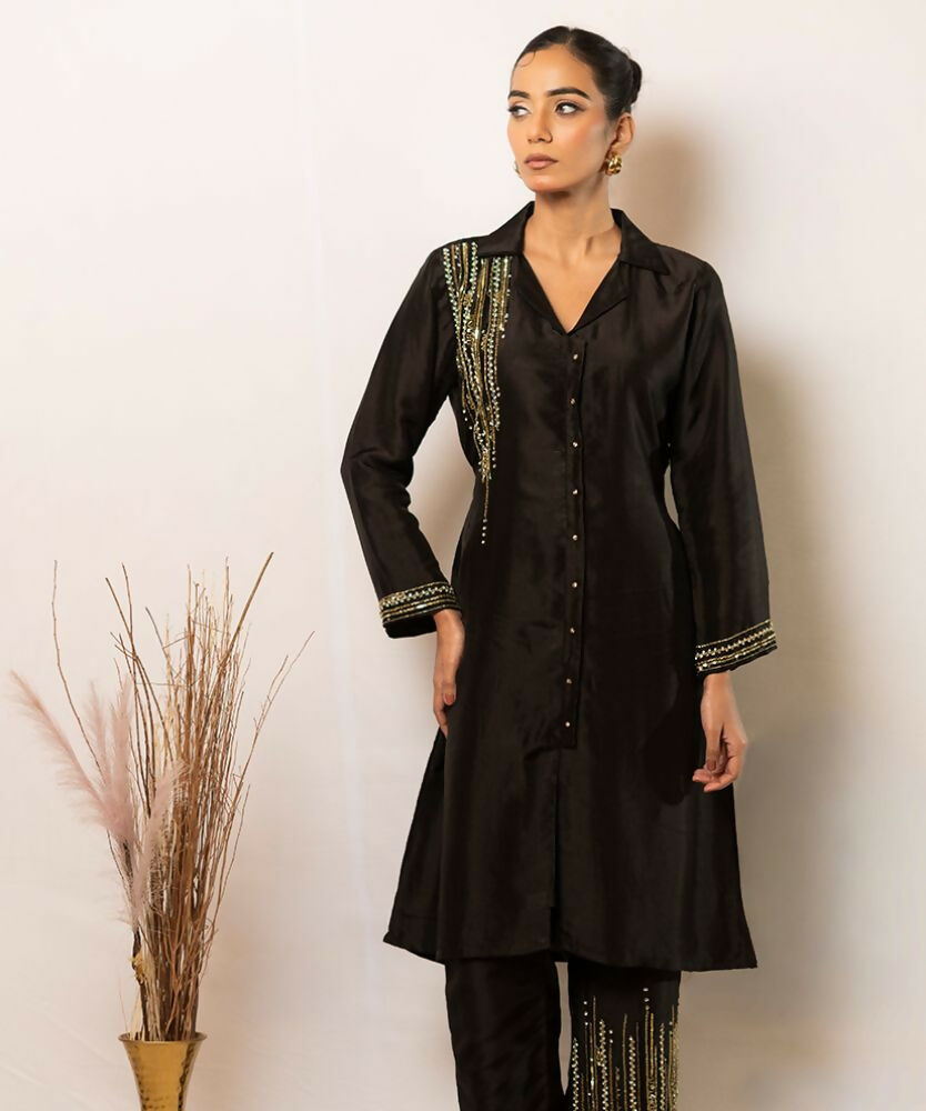 Timaraa Midnight Black Hand Embellished Co-Ord Set