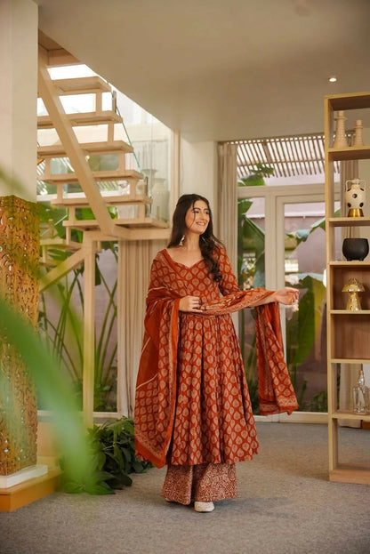 Aayaa Designer Cotton Silk Suit - Maroon