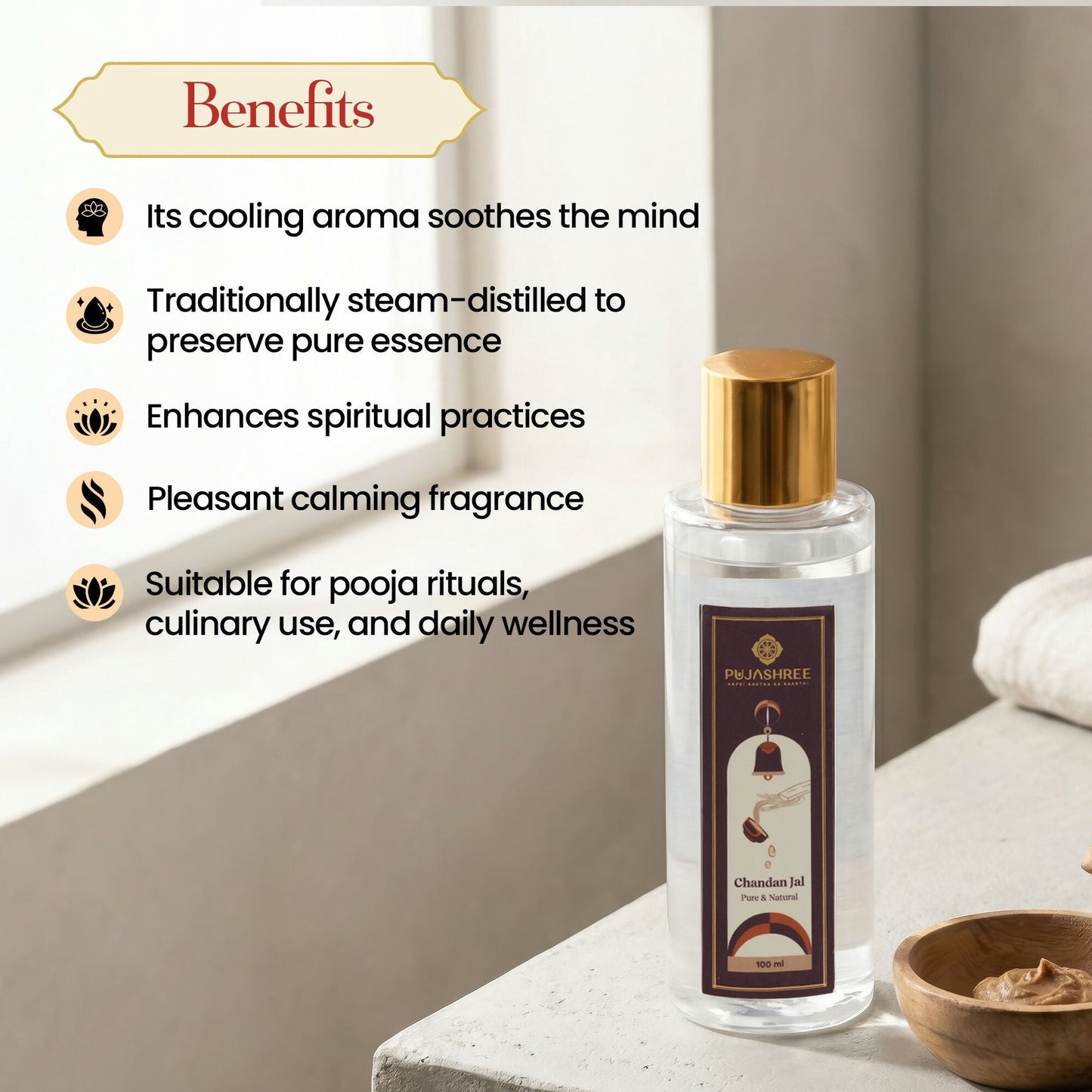 Pujashree Chandan Jal Natural Sandalwood Water Face Toner