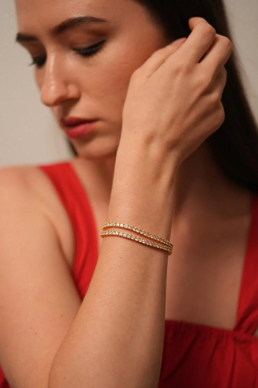 Dual Row 10 Cent Diamond Tennis Bracelet