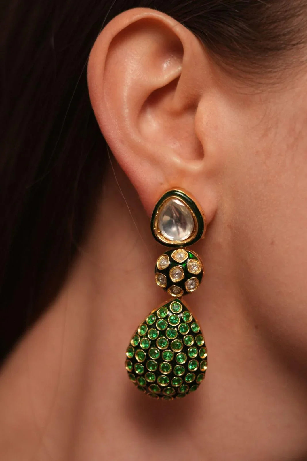 Poornima Meenakari Polki Indian Earrings
