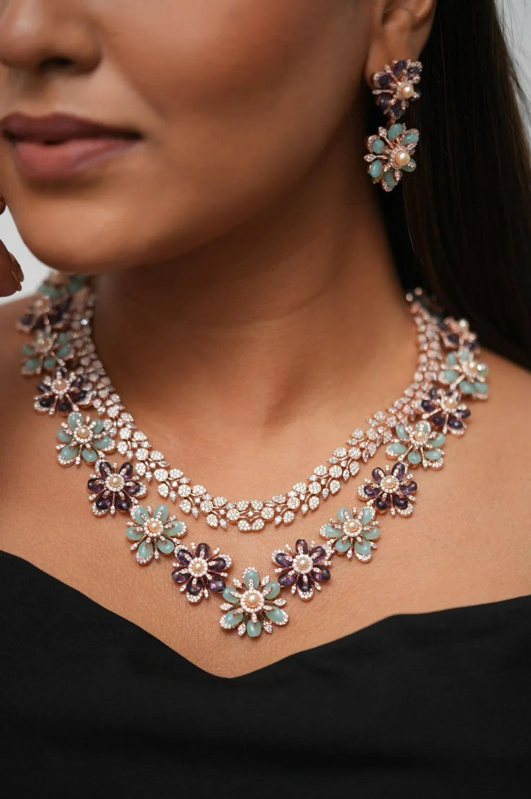 Lily Beaded Diamond Necklace Set | LaLa Land Collection