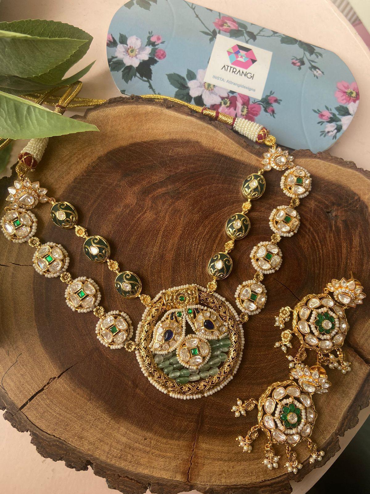Ruchita 2 Line Polki Mint Moissanite Heavy Set