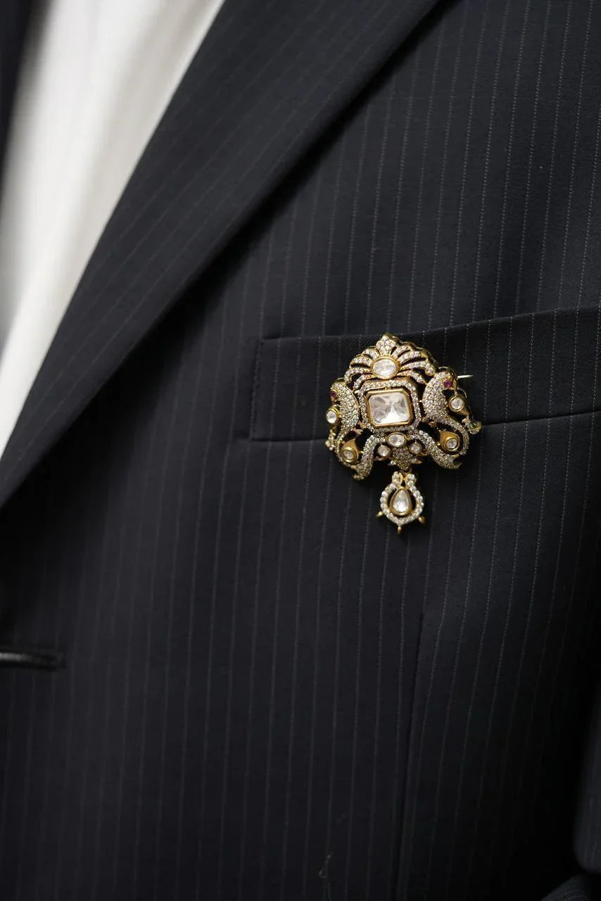 Sethi Polki Antique Gold Brooch | Men & women