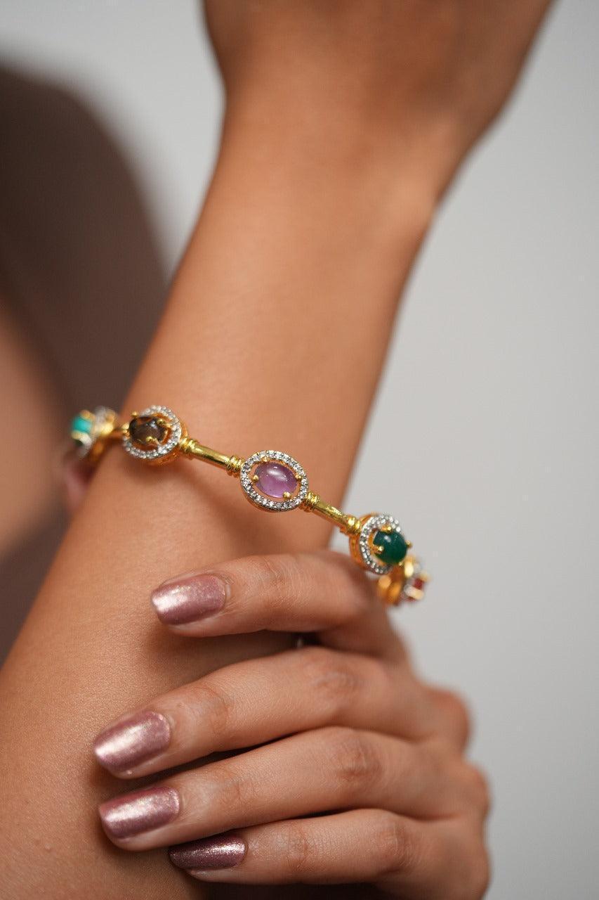 Navratna Next To Real Diamond Indian Bangle