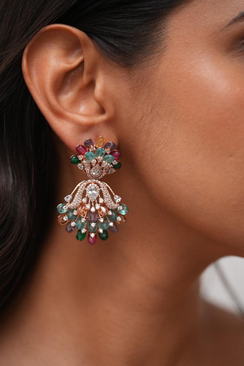 Trixie Beaded Diamond Pastel Mid Sized Earrings | Lala Land Collection