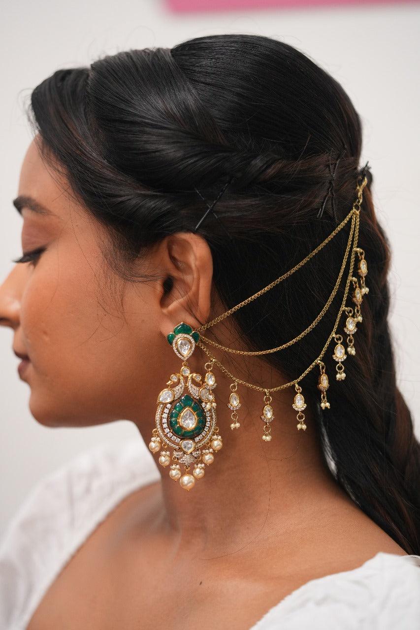Hazoori Antique Gold Moissanite Hair Chain | Mattel