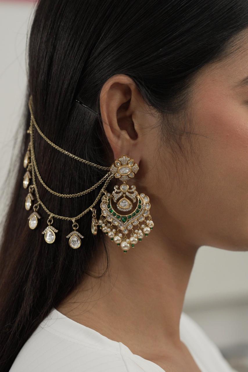 Chanali Antique Gold Moissanite Hairchain | Mattel