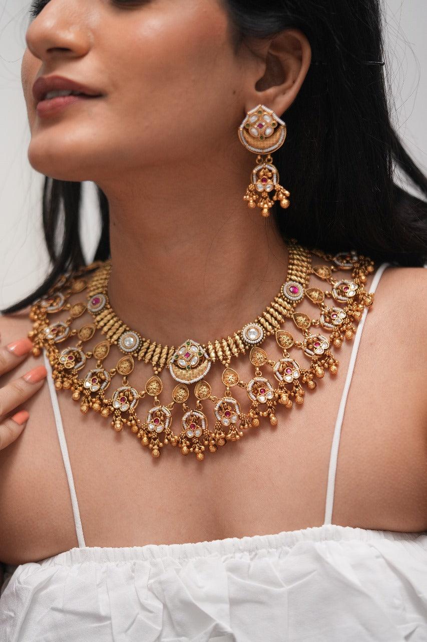 Prajapati Bridal Heritage Heavy Gold Necklace Set | Sone Pe Suhaga