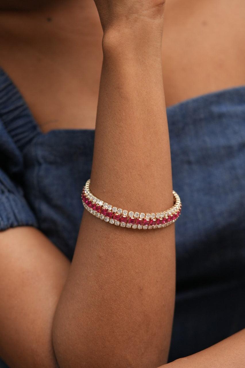 Rhythm Diamond Tennis Bracelet | Gold Polish