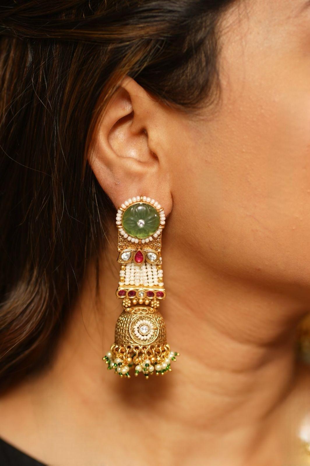 Moti Pari Anjana Jhumka Gold Earrings | Sone Pe Suhaga