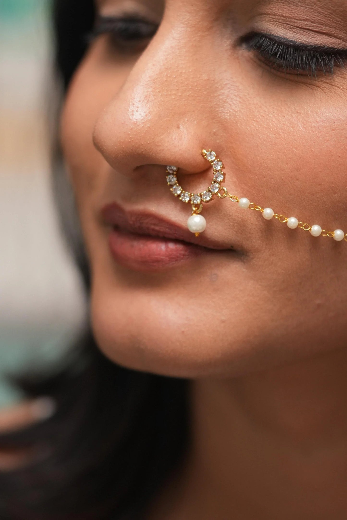 Gracy Small Diamond Nath with Pearl Drop