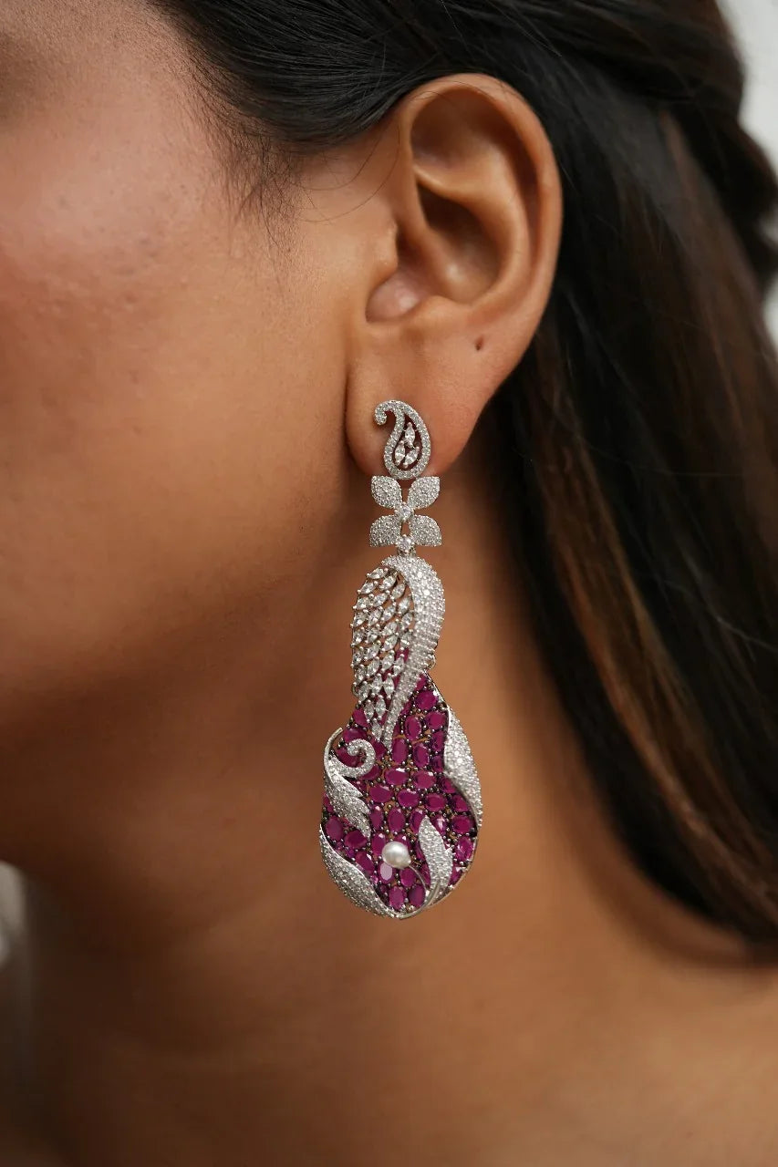 Blitzkrieg Diamond Pearl Play Designer Earrings | Rangnasheen