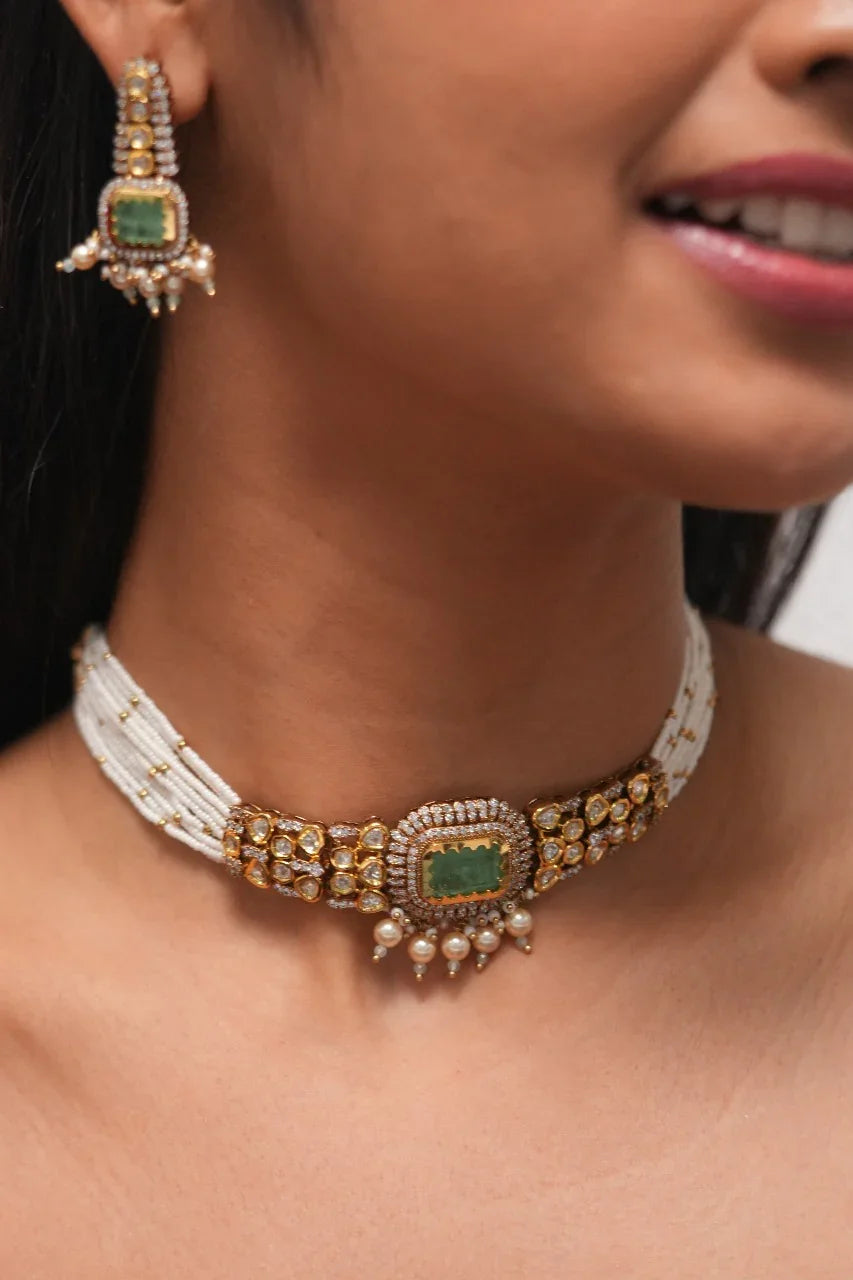 Yami Rich Moissanite Polki Choker Set